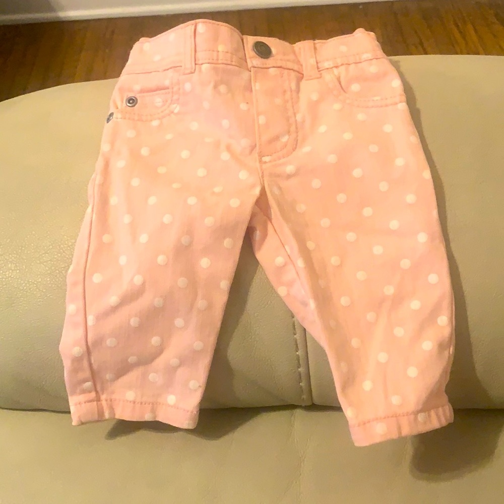 Carters infant pants pink white polka dots size3 months worn once